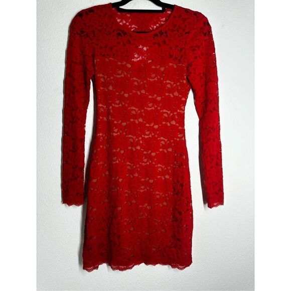 Express Dresses & Skirts - Women’s Express Red Lace Backless Bodycon Dress Size XS
